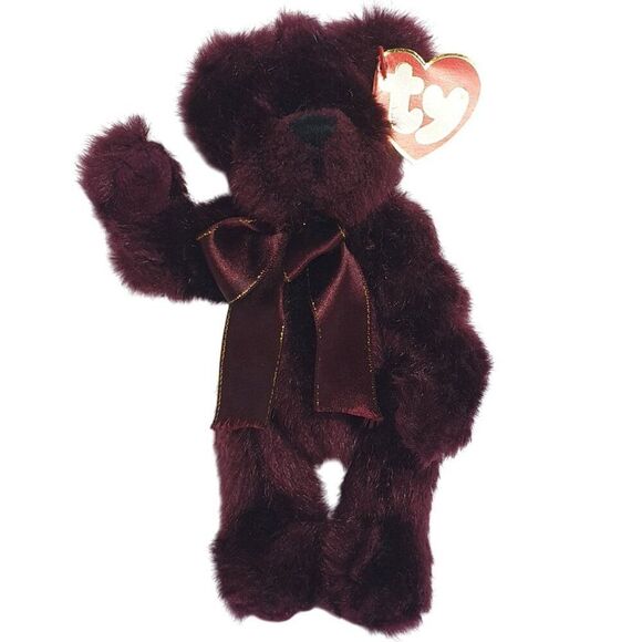 VTG Ty Attic Treasures Beargundy Bear 8.5" Burgundy Teddy Retired '93 Collectibl - Picture 2 of 8